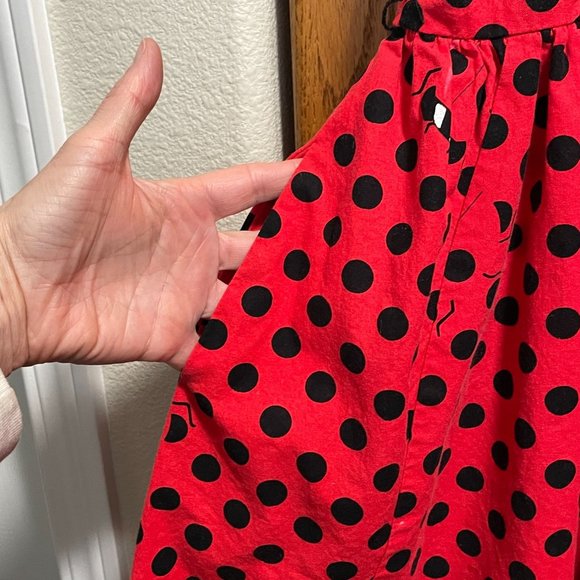 Bea & Dot Modcloth Dress Ladybug Polka Dot Sleevless V Neck Flare Retro Women XS - Picture 8 of 16